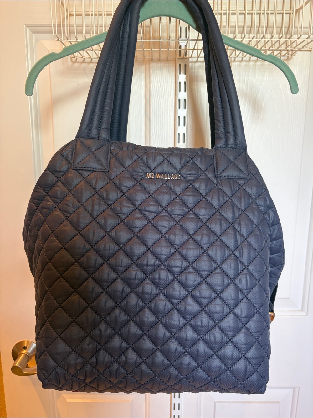 MZ WALLACE Quilted Navy Padded Tote
